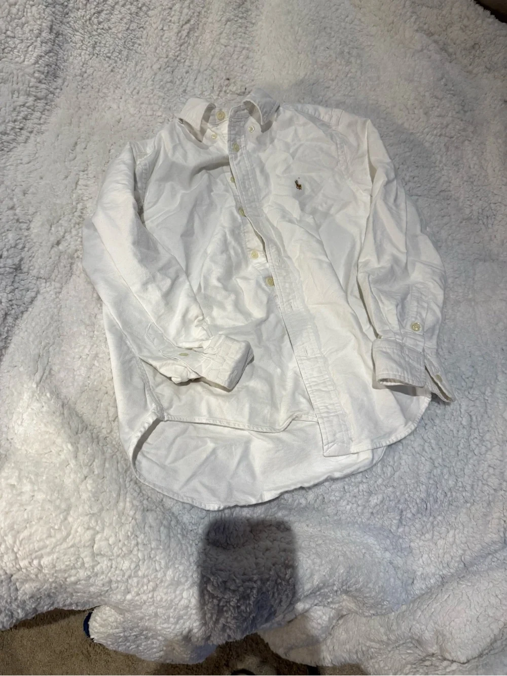 Polo by Ralph Lauren White Button-Down Shirt with Embroidered Pony